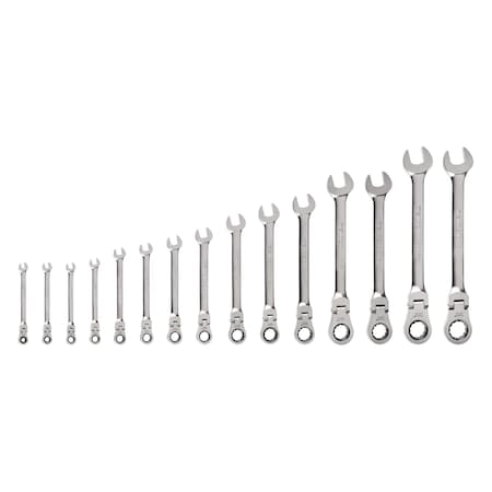 Flex Head 12-Point Ratcheting Combination Wrench Set, 15-Piece (1/4-1 in.)